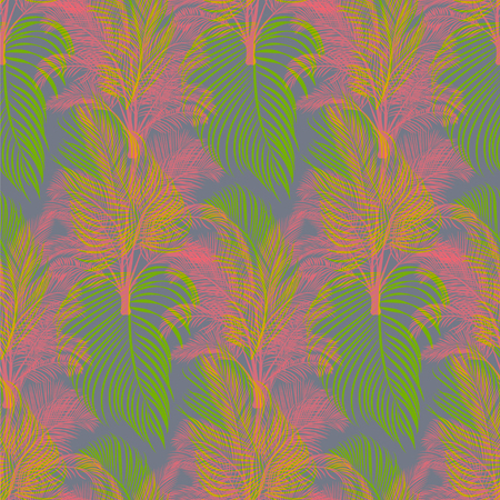 Seamless tropical pattern of Palm branch and leaves. Vector illustrationのイラスト素材