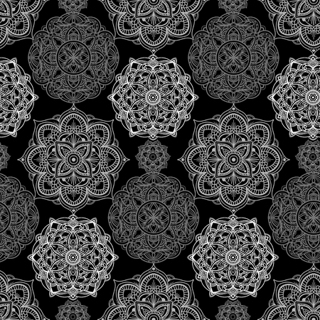 seamless black and white lace of the mandalaのイラスト素材