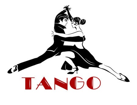 Passionate sensual couple dancing tango. Argentine Tango - isolated imageのイラスト素材