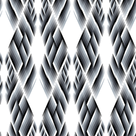 Seamless black and white Ikat Ogee Background Patternのイラスト素材