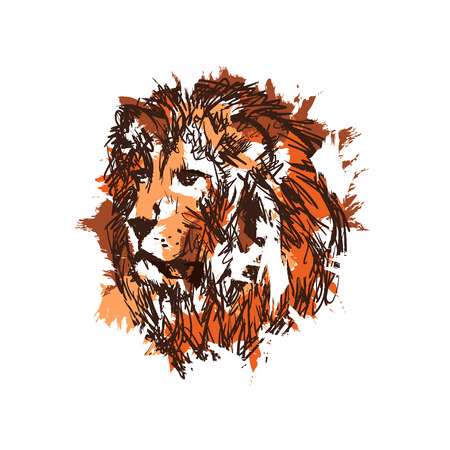 hand drawn vector sketch of Isolated lion's headのイラスト素材