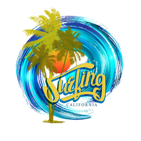 Surfing in California.のイラスト素材