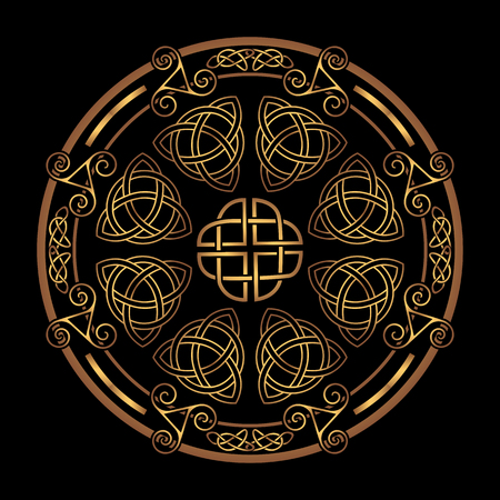 Golden Ancient pagan Scandinavian sacred symbol and ornament of the Druidsのイラスト素材