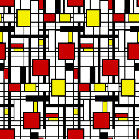 Seamless geometric pattern in modern Mondrian style.のイラスト素材