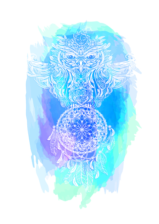 vector Owl tattoo  illustration.のイラスト素材