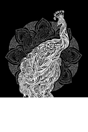 Peacock tattoo on mandala pattern design.のイラスト素材