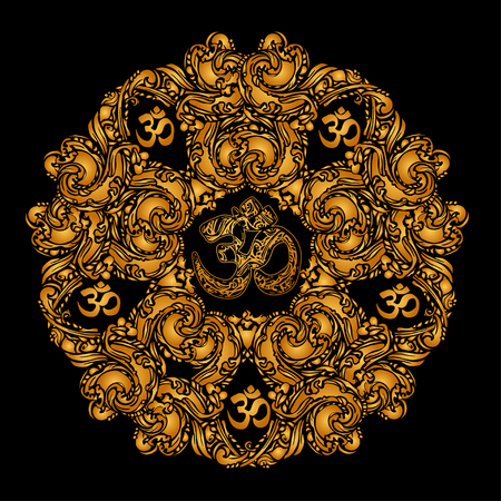 golden OM mandalaのイラスト素材