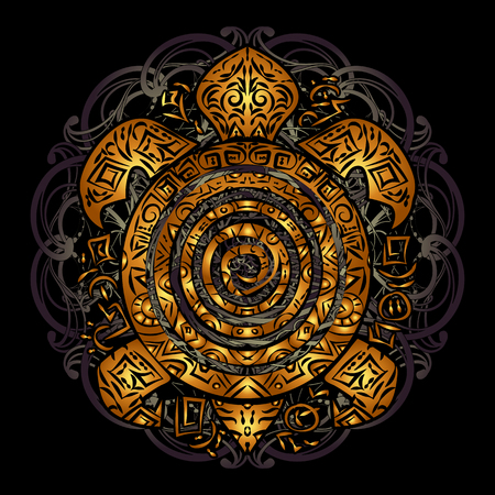Polynesian tribal sea turtle tattooのイラスト素材