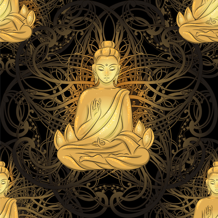 sitting Buddha patternのイラスト素材