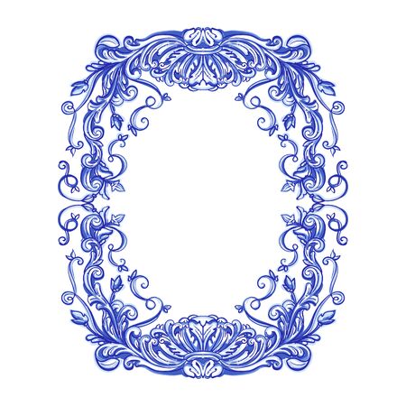 Azulejos Portuguese watercolorのイラスト素材