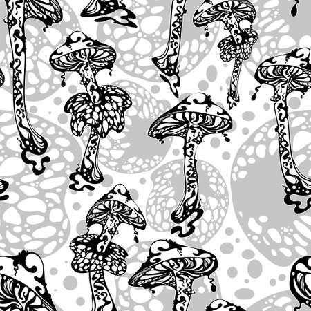 magic mushrooms seamless patternのイラスト素材