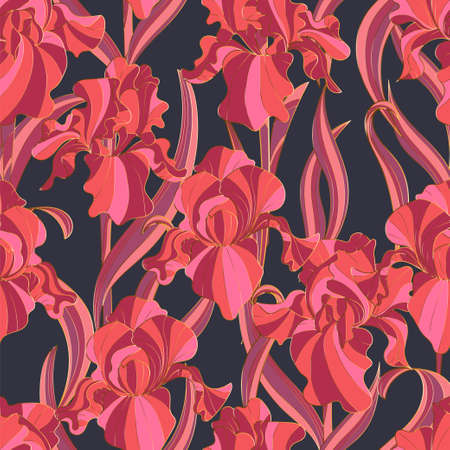 seamless pattern Irises Art Nouveauのイラスト素材