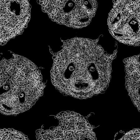 panda heads seamless patternのイラスト素材