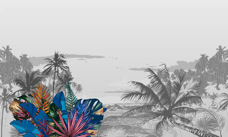 Seamless jungle backgroundのイラスト素材