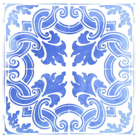 Azulejos Portuguese watercolorのイラスト素材
