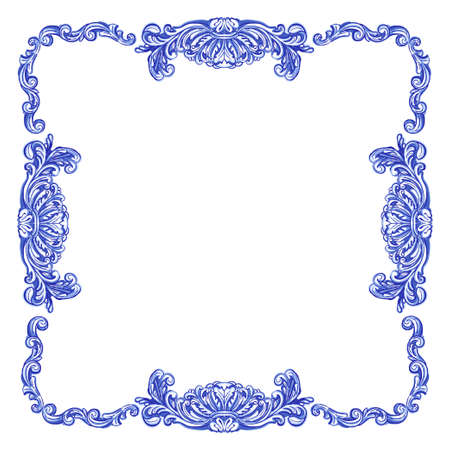 Azulejos Portuguese watercolorのイラスト素材
