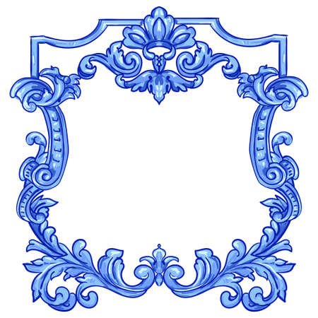 Azulejos Portuguese watercolorのイラスト素材