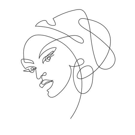 African girl one line drawingのイラスト素材