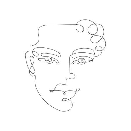 portrait of man one line drawingのイラスト素材