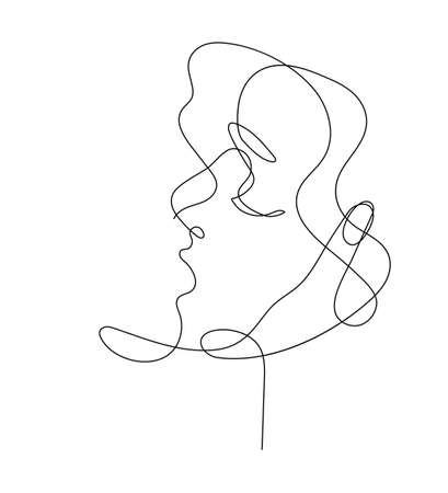 One line draw of kissingのイラスト素材