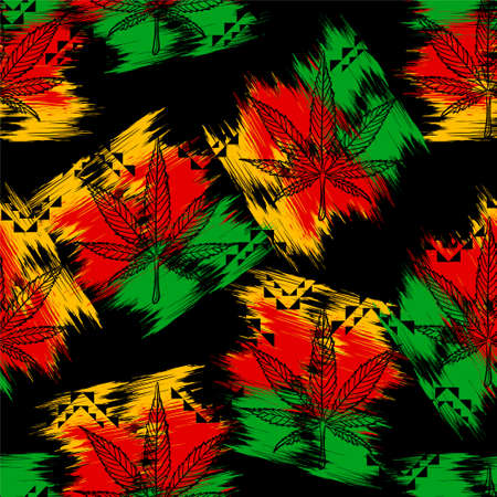 seamless pattern cannabisのイラスト素材
