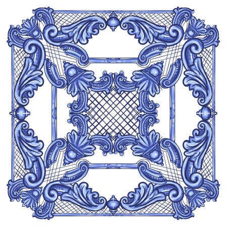 Azulejos Portuguese watercolorのイラスト素材