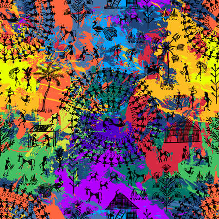 warli tribal artのイラスト素材