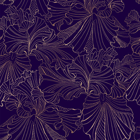 seamless pattern Irises Art Nouveauのイラスト素材