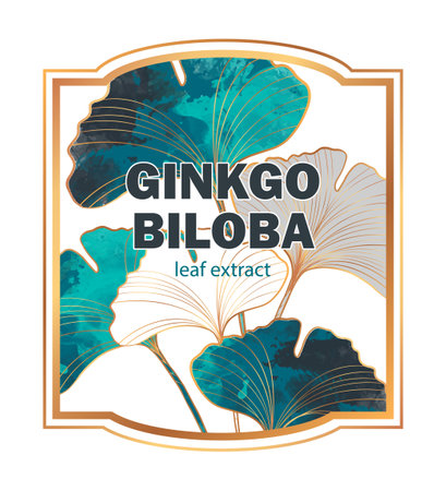 Ginkgo biloba label template design for medicinal and cosmetic useのイラスト素材