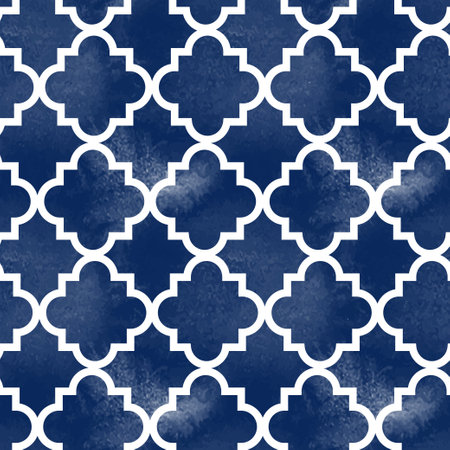 Arabic geometric seamless pattern. Watercolor background with oriental Arabesque motifのイラスト素材