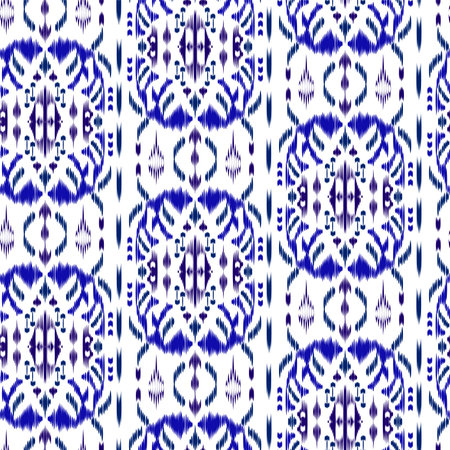 Seamless Ikat Pattern. Abstract black and white background for textile design, wallpaper, surface textures.のイラスト素材