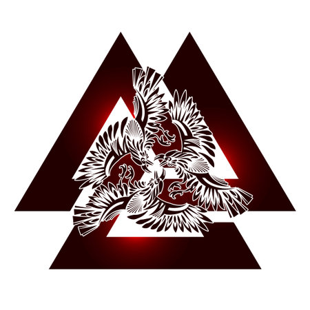 The Valknut is an ancient Scandinavian ritual pagan symbol consisting of three intertwined...