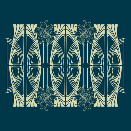 Art Nouveau Frame with Flowers - Exquisite, sophisticated vintage design in 1902 style. Isolated vectorのイラスト素材