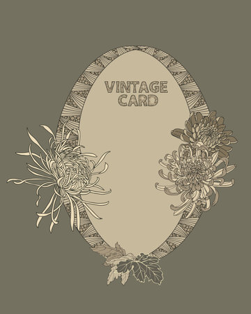 Art Nouveau - vintage postcard with flowers, interlacing, branches. Elegant vector framesのイラスト素材