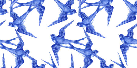 watercolor swallows in flightの写真素材