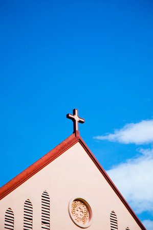 church with blue sky の写真素材