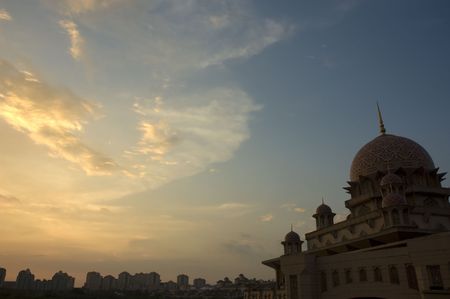 putrajaya administration of malaysia during sunsetの写真素材
