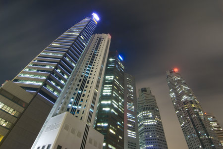 Night skyline of Singapore's business district