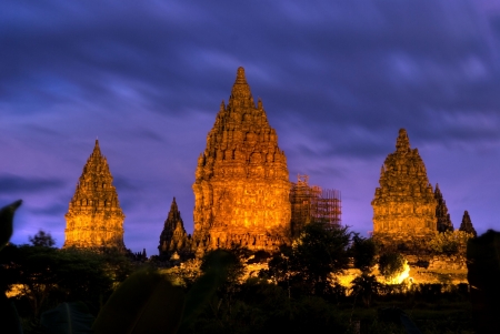 Hindu temple Prambanan  Indonesia, Java, Yogyakarta with dramatic sky の写真素材