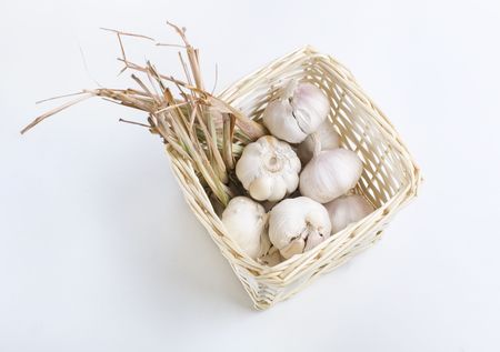 raw garlic and dried lemon grass  の写真素材