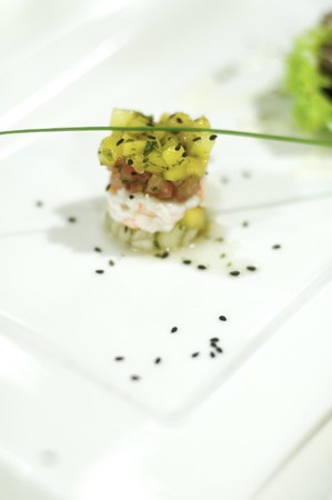 Fresh coral lettuce with creamy French dressing. の写真素材