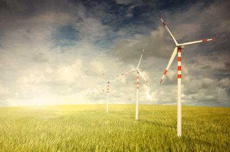 windmill reusable engergy technology on grassland