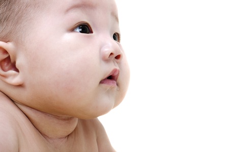 Curious Asian Baby is drooling の写真素材