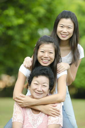 Happy Asian Senior lady and her daughters 