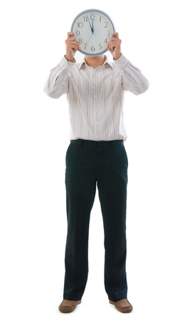 asian business male with clock conceptの写真素材