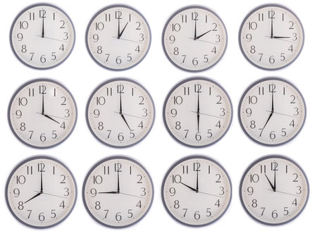 collection of clock from 12 to 11 isolated in white backgroundの写真素材