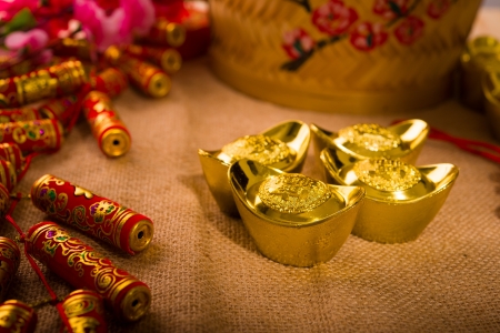 chinese new year gold bullionの写真素材
