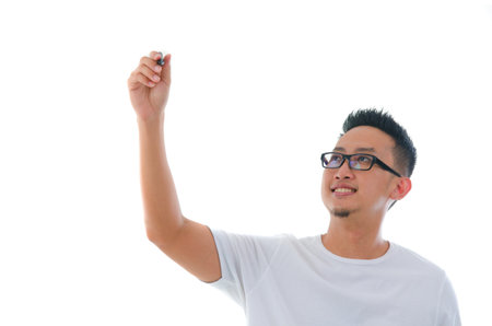 chinese male in casual drawing  の写真素材