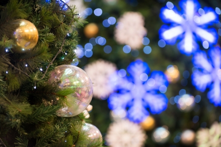 christmas tree decorations and background の写真素材