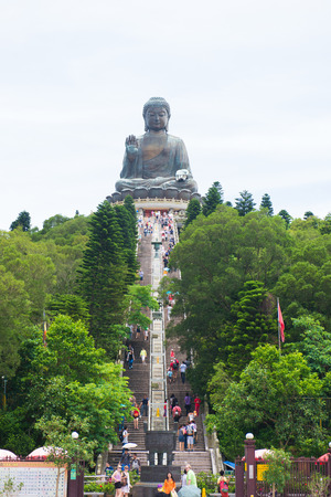 HONG KONG - July 1st: Tian Tan Giant Buddha from Po Lin Monastery, Lantau Island in Hong Kong on July 1st 2014. It is a major centre of Buddhism in Hong Kong, and is also a popular tourist attractionのeditorial素材
